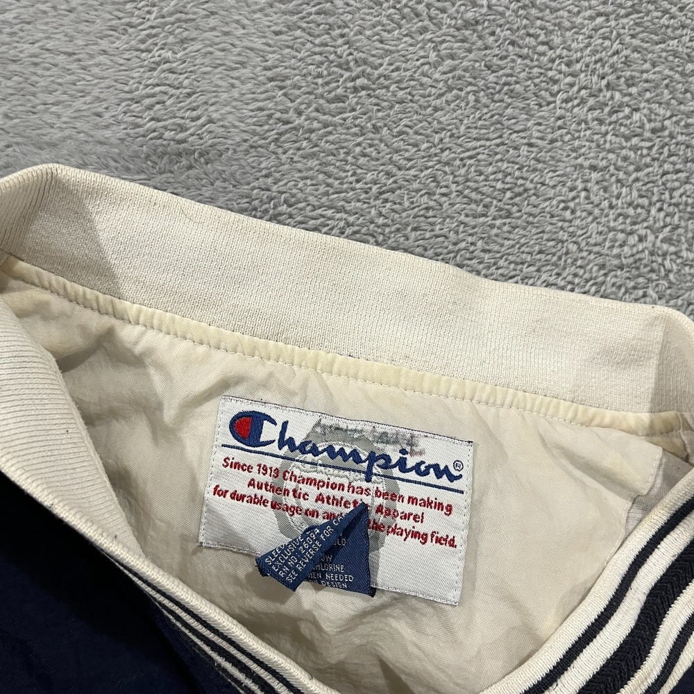 Vintage Champion Windbreaker Men Small 90S Pullover Jacket Embroidered Navy Blue - Picture 4 of 16